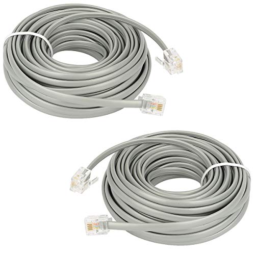 Phone Cord 15 ft,SHONCO 2 Pack Phone Line Cord,RJ11 6P4C Telephone Cord,Silver Landline Telephone Accessory