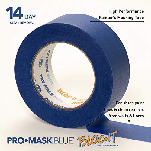 IPG ProMask Blue with BLOC-It, Premium 14-Day Masking Tape, 1.88" x 60 yd, Blue, (6-Pack)