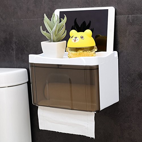 Preisvergleich Produktbild Li Ye Feng Shop Einstöckiges Badezimmerregal Lochpapiertrommel wasserdichter Papierpapierhalter Badezimmertoilettenbehälter Restaurantküche Toilettenpapierhalter (Color : Gray, Size : 21.5*13*14)