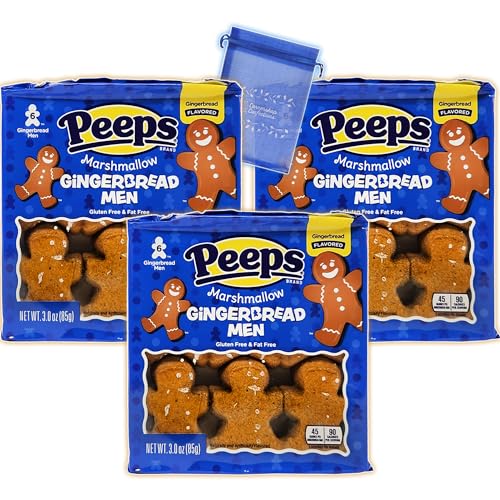 Peeps Lebkuchenmänner 18 Count Stocking Stuffer Bundle Pack 3 einzeln versiegelte geschenkbare 6 Marshmallow Lebkuchenmänner Tabletts Strumpffüller Urlaub Leckereien + Cornershop Confections