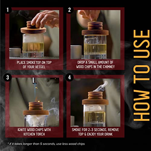 Aim Smoke Large Cocktail Smoker Kit - Chimney Style Smoker With Four Large Containers Of Apple, Cinnamon, Cherry And Oak Wood For Cocktails, Whiskey, & Bourbon., Black #TOP2