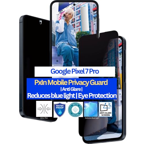 Image of Pxin Mobile Privacy Guard for Google Pixel 7 Pro | Mobile Privacy screen protector | Anti Glare | Anti Spy Screen Protector | Reduces blue light | Self healing guard from scratches