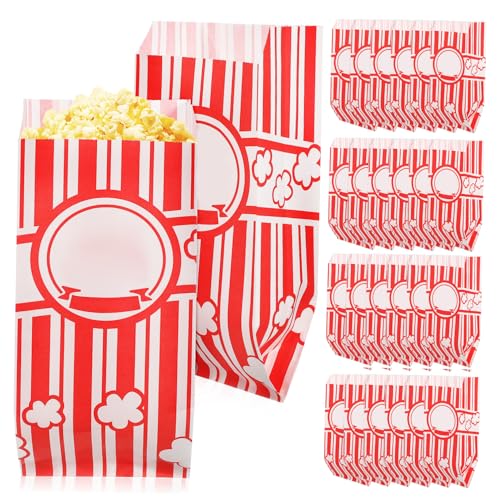 Luxshiny 100Pcs Popcorn Bags Individual Treat Bags for Parties Movie Gatherings Versatile Leak Design for Snacks Lightweight and Convenient Popcorn Container