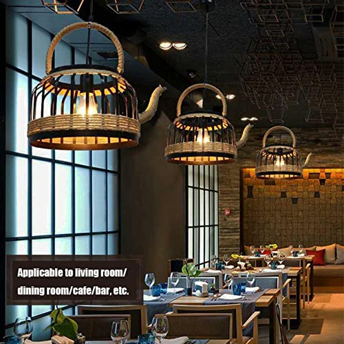 Lustre en corde de chanvre pour éclairage de café rétro