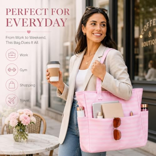 Image of LEDAOU Large Beach Bag Women Waterproof Sandproof Zipper Beach Tote Pool Bag for Swim Gym Grocery Travel with Wet Pocket