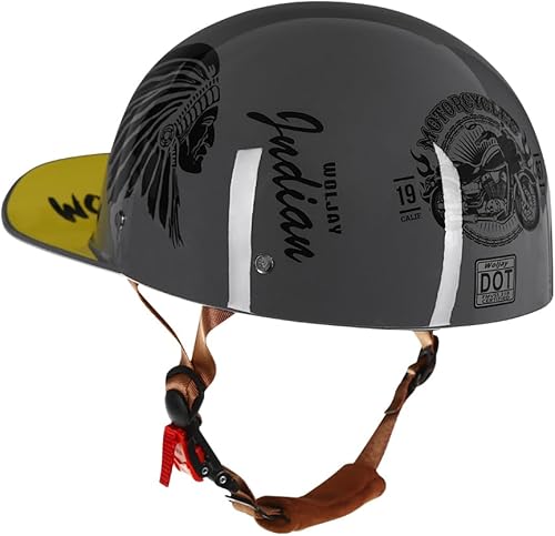 Miniatura 3 de Casco abierto de estilo vintage retro para motocicleta, gorra de béisbol, medios cascos con lente desplegable para hombres y mujeres, ciclomotor,