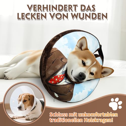 SuplutuX Aufblasbare Halskrause für Hunde & Katzen - Weicher Leckschutz-Kragen mit verstellbarem Kordelzug, Ideal nach Operationen oder bei Wunden, Sicht bleibt frei, XL