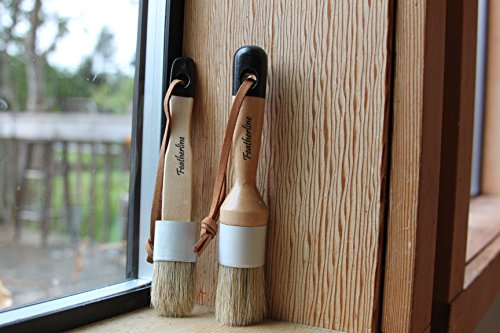 Featherline Series Natural Bristle 2 Brush Set | 1 Inch Round And Flat Detail Brushes | Use To Apply Paint, Wax, Cream And More #TOP6