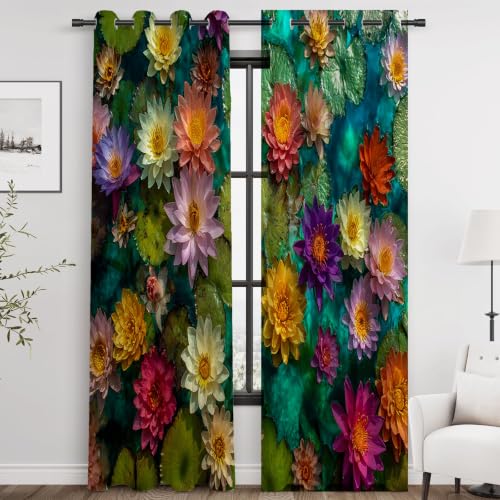 Rideaux motif nénuphar en polyester isolant haut de gamme - 4