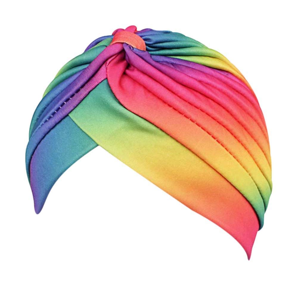 Rainbow Chemo Beanie Hair Loss Hat Head Scarf Turban Head Wrap Chemo Headwear