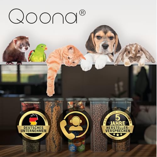 QOONA luftdichte Vorratsbehälter für Hundefutter & Katzenfutter [4er-Set] – stapelbar, platzsparend & BPA-frei – Futter Aufbewahrungsbox mit Deckel in Anthrazit | Futterdose Lebensmittelecht