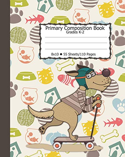 Primary Composition Book, 8x10, 55 Sheets/110 Pages: Handwriting Practice Paper has Dog Skateboarding Excited and Ready for School Penmanship Workbook ... Elementary Students Creative Writing. image 3