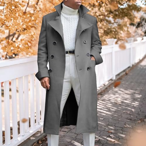 Maiyifu-GJ Men's Wool Blend Long Trench Coat Notched Lapel Double Breasted Winter Warm Overcoat Business Casual Pea Coats2