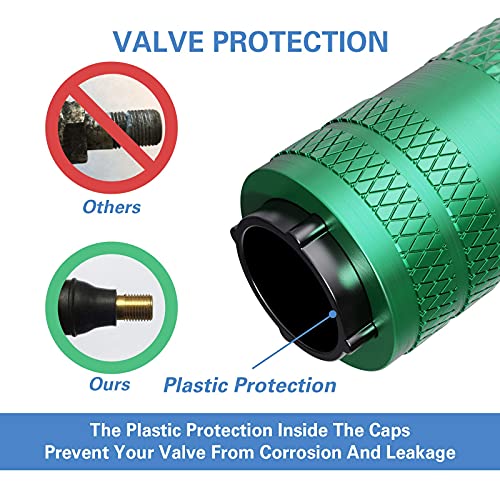 Image of CKAuto Tire Valve Stem Caps, Anodized Aluminum Tire Valve Cap Set | Corrosion Resistant, Universal Stem Covers for Cars Trucks Motorcycles SUVs and Bikes (Green-N2)