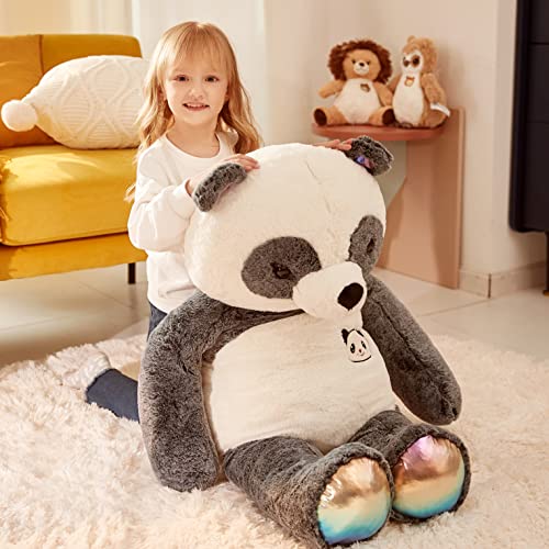 Ikasa Large Panda Stuffed Animal Giant Soft Plush Toy For Kids - Large Cute Huge Jumbo Kawaii Fluffy Plushy Big Size Panda Fat Oversized Plushie - Gifts For Girls Boys (Black, 30 Inches) #TOP6