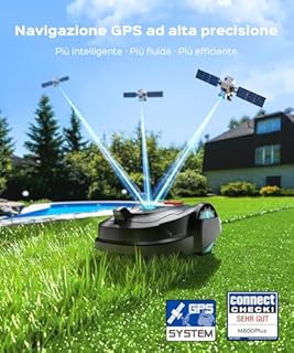 YARDCARE M800Plus Robot Tagliaerba Senza Filo Perimetrale, Posizionamento GPS + 3D Visione, Robot Tosaerba, Modalità di Taglio a U,800 m²,Ricarica Automatica, App, Rilevamento di 150 Ostacoli
