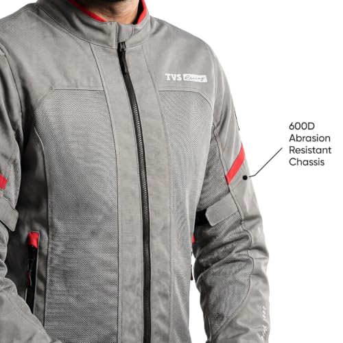 Image of TVS Racing Tech-Core Road Jacket for Men | CE2 armour <5kN at Shoulders Elbows and Back | 600D Chassis | 310gsm Vent Mesh | High-Vis Reflective Tech| YKK zippers