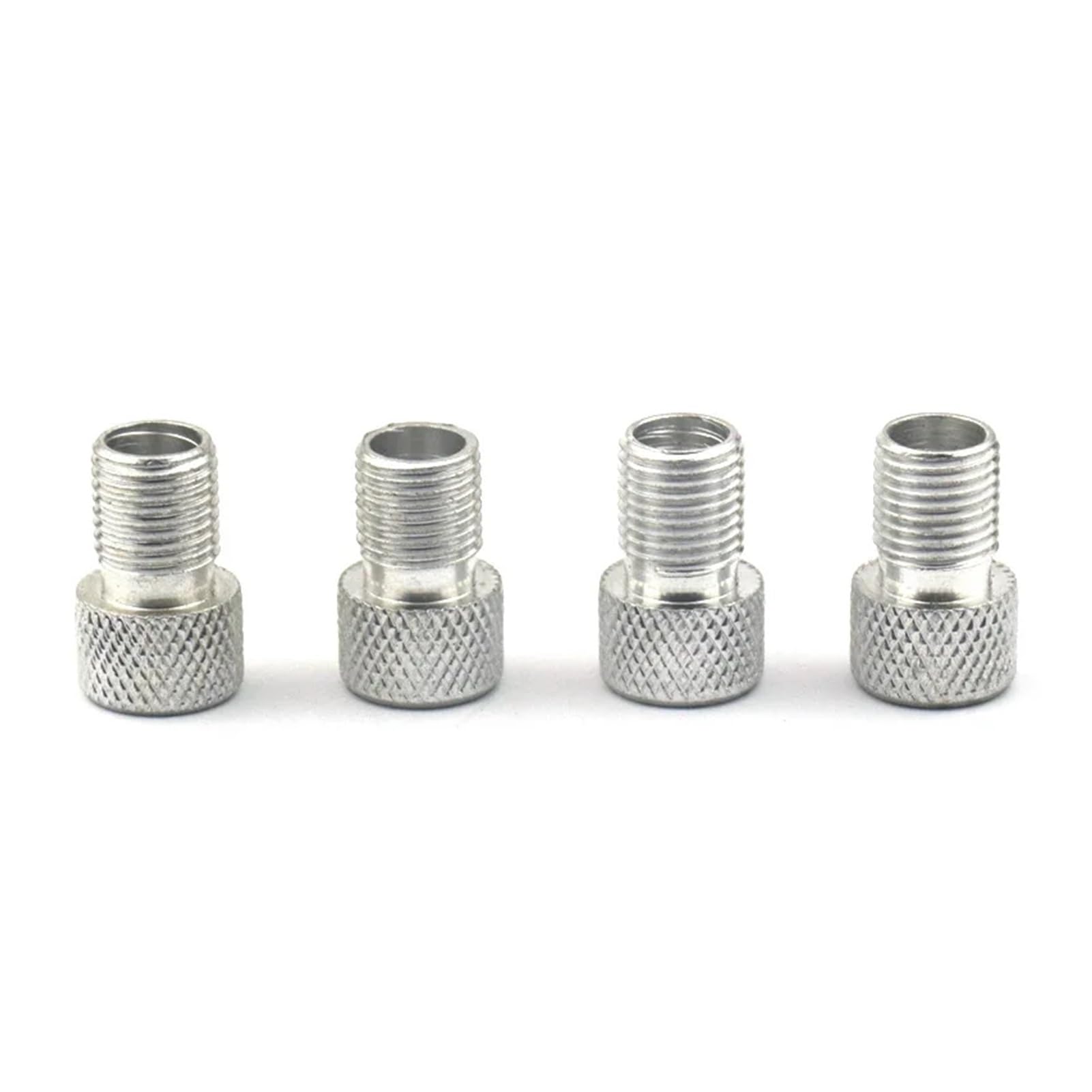 Dymkie 4Pcs Silver 4Pcs Aluminum Alloy Bike Adapter Convert Presta To Schrader Bicycle Pump Air Nozzle Tube Tools Accessories(4Pcs Silver)