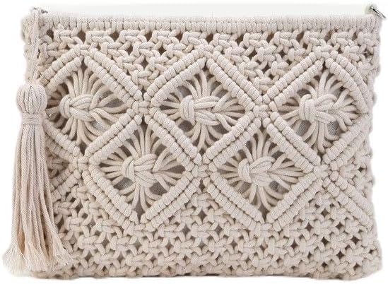 Looks Hand Work Women's Handmade Macrame Crossbody Sling Bags For Girls ,Off White