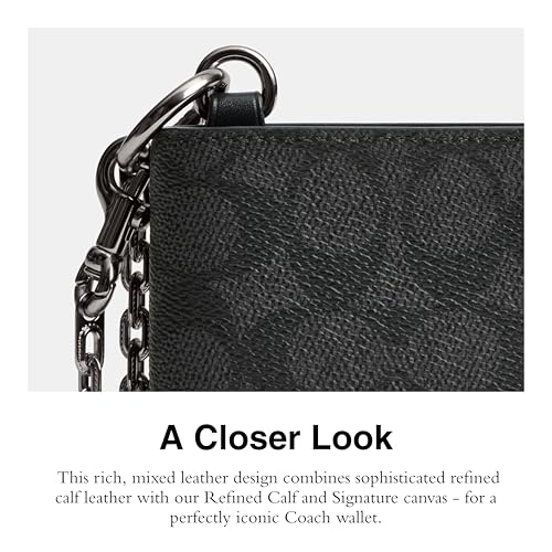 COACH Men's Billfold Wallet with Chain Canvas, Charcoal Signature, One Size4