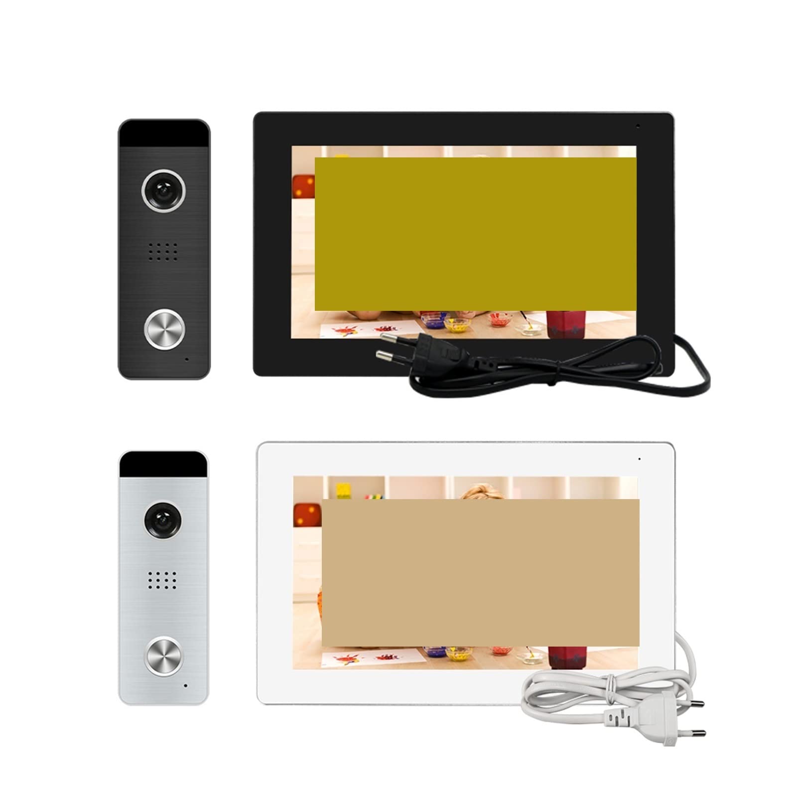 Telecamera per campanello wireless di videocitofono Tuya Smart Alimentatore integrato Videocitofono Full Touch Screen Telecamera super grandangolare per Case, Appartamenti, Uffici(Size:J-B6-P207W-M721