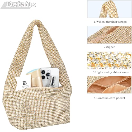 Image of BBTT.ful Rhinestone Evening Handbags Sparkling Crystal Purse Daily Casual Shoulder Bag
