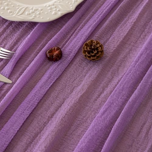 Image of Lilac Cheesecloth Table Runner 120 Inches Fall Party Home Decorations