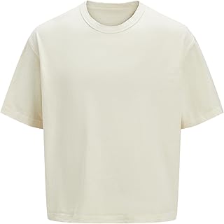 تيشرت جوربورتو بيجمنت بأكمام قصيرة وقبة دائرية بدون طوق عصري للرجال من جاك اند جونز