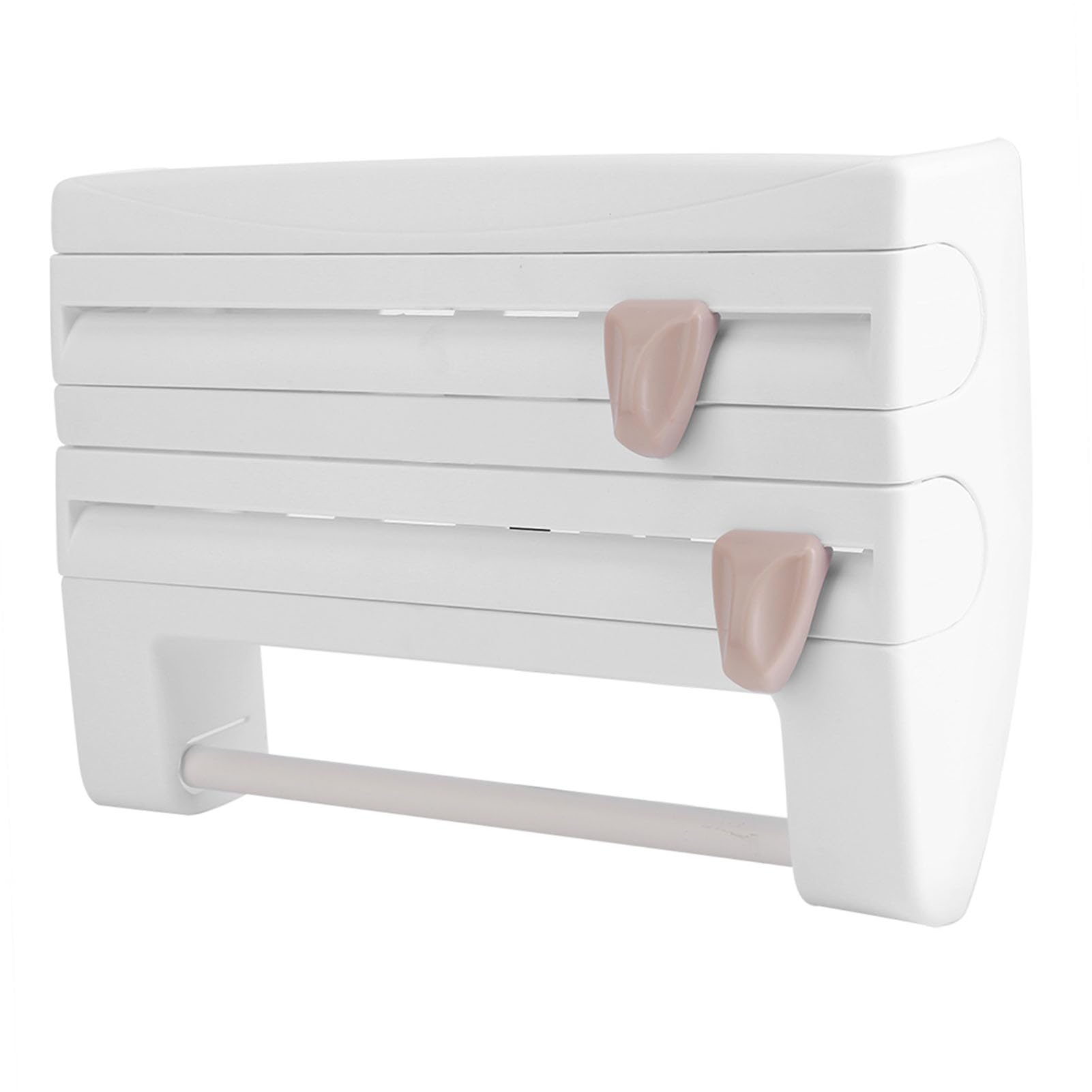 Portarrollos de pared con estante Portarrollos de cocina con cortador de papel de aluminio Portarrollos de papel para rollo de cocina(Blanco)