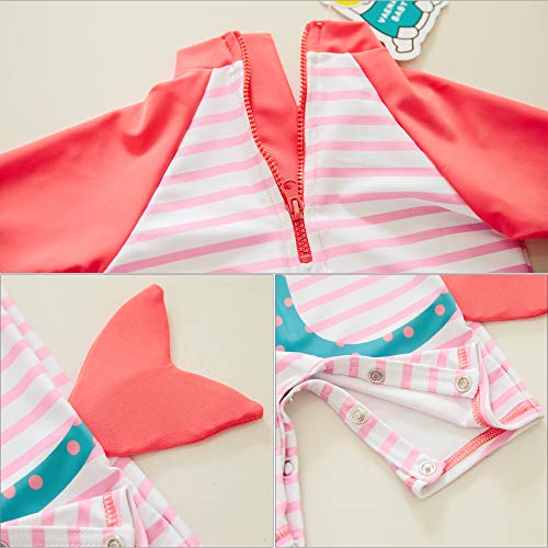 Image of VAENAIT BABY Girls One-Piece Swimsuit, UPF 50+ Long Sleeve Rash Guard, Ruffle Swimwear Infant & Toddler for 0-2 Years