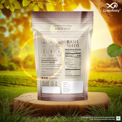 Image of GreenFinity Healthy Basil Seeds | Rich in Omega-3, Dietary Fibre, and Antioxidant | Raw Sabja Seeds for Weight Management, Immunity Booster, Digestion, Salads, Snacks, Smoothies (1Kg)