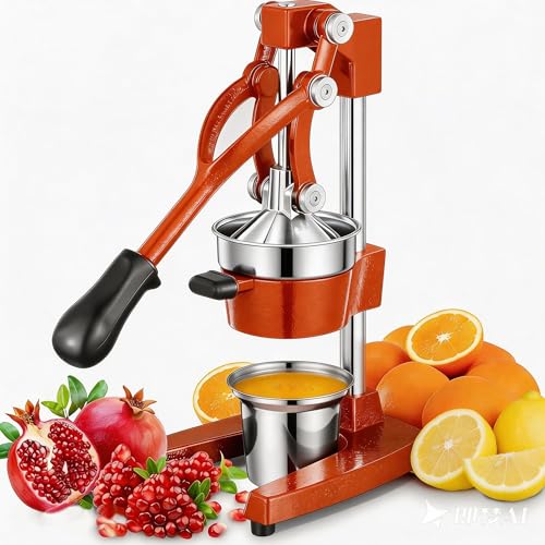Gowintech Commercial Heavy Duty Cast Iron Hand Press Manual Orange Citrus Lemon Lime Grapefruit Pomegranate Fruit Juice Squeezer Machine with Stainless Steel Cup
