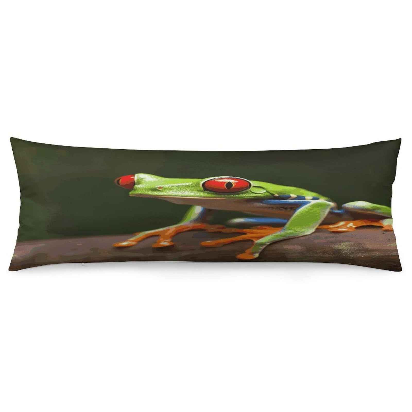 Red Eyes Tree Frogs Pillowcase Decorative Long Body Pillow Case Soft Breathable Body Pillow Cover Modern Large Pillowcase Cute Body Pillow Pillowcases for Bedroom Couch 18.9 X 53 Inch