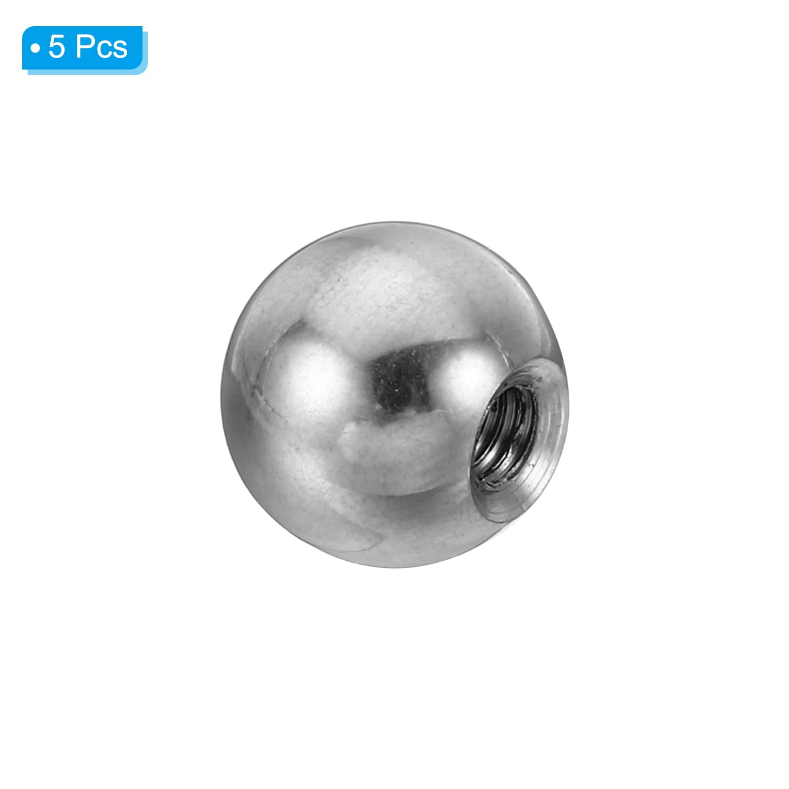 PATIKIL Dadi Manopola, 5pz M4 Femmina Filettatura 12mm OD 304 Inossidabile Acciaio Tondo Sfera Vite Cappuccio Coperchio per Illuminazione Mobili Fai-da-Te Decorazione, Argento
