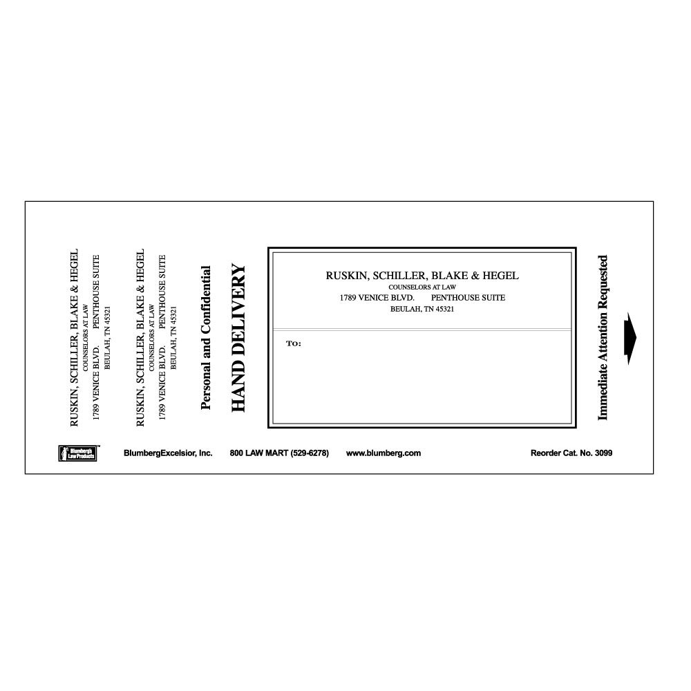 Blumberg Laser and Inkjet Mailing Labels; Imprinted with Return Address & Border; Includes 2 Smaller Return Address Labels & 3 Smaller Instructive