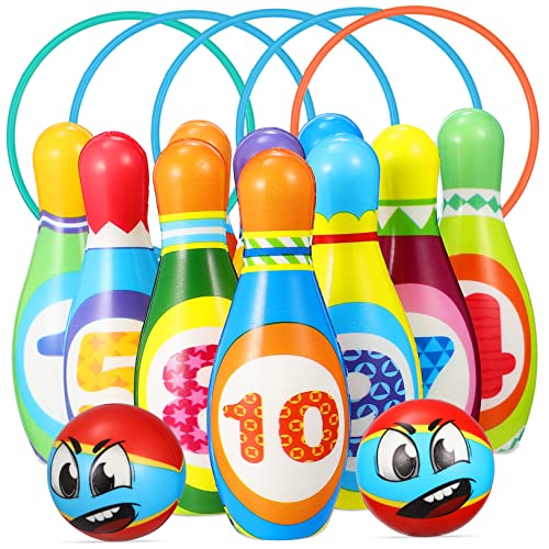 BESTonZON 1 Set Bowling Pin for Pins Balls Rings Fun Game for Boys for Family Activities Parties and Educational Playtime Random Color