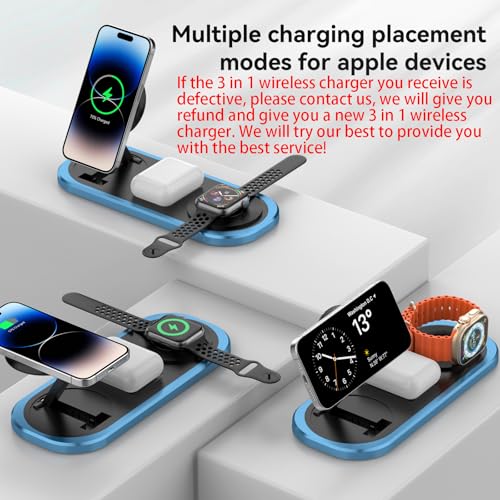 Chargeur Sans Fil 3 en 1 pour iPhone, Station de Charge Pliable pour Magsafe - Photo 11 sur 25