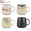 clothmile 28 inch 4 Pieces Japanese Retro Ceramics Mug Asian Chinese Coffee Cups Set for Restaurant Diner Farmhouse Coffee Shop Home