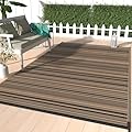 GENIMO Outdoor Rug 5x8 ft Waterproof, Reversible Plastic Straw Patio Rug for RV Camping Mat, Deck, Backyard Balcony Mat - Lightweight & Easy to Clean, BlackBrown