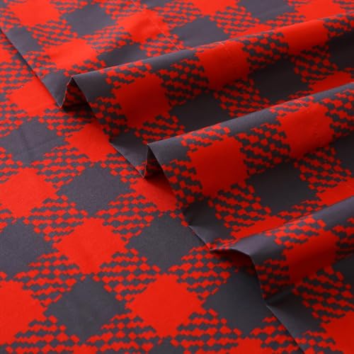 Image of MUXHOMO TwinXL Size 4 Piece Sheet Set, Soft Breathable Bed Sheet Set for Bedroom with Deep Pocket Up to 16 inch, Wrinkle-Free & Cooling Bedding for Oeko-TEX Certified - Red Plaid