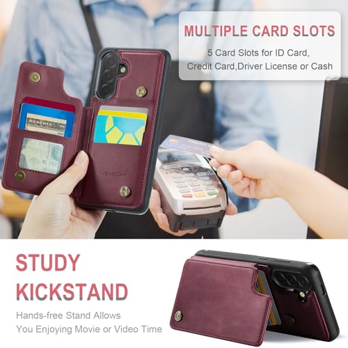 Vinich for Samsung Galaxy A36 Wallet Case with Card Holder, RFID Blocking Credit Slots Kickstand Shockproof Phone Cover Fit for Galaxy A36 6.7" Burgundy by Vinich - Used condition - Image 6