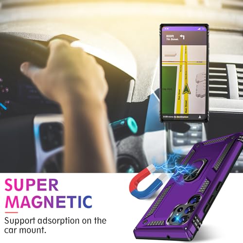 Image of for Samsung Galaxy S26 Ultra Case with Screen Protector, Heavy Duty Military Grade Shockproof Rugged Protective Cover for Samsung S26 Ultra Phone Case with Metal Ring Magnetic Kickstand (Purple)