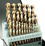 Axelord 29Pcs Cobalt Drill Bit Set (1/16'-1/2'), M35 HSS, 135 Degree Tip, Twist Jobber Length for Hardened Metal, Stainless Steel, Cast Iron, Wood, and Plastics, with Index Storage Case