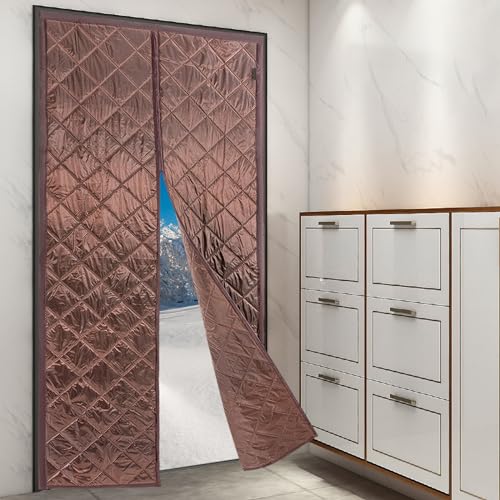 Thermal Door Curtain 210 X 100 cm Durable Windproof Waterproof Door Screen Magnetic Thermal Insulated Curtain Suitable for Doors Up to 38 * 82 Inches (Coffee) - Image 3