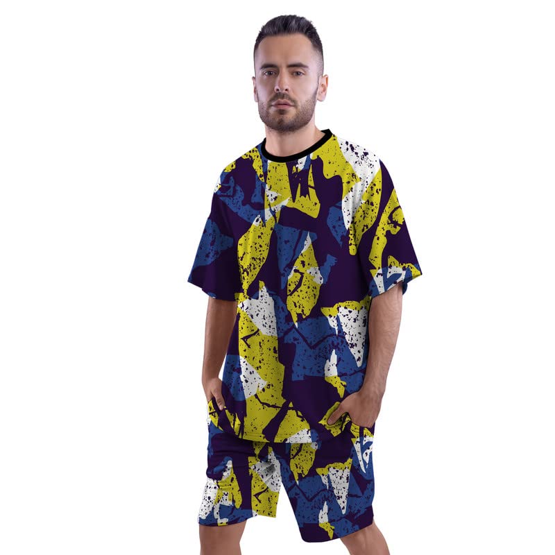 Image of TheYaYaCafe All Over Printed Oversized T-shirts and Shorts Set of Men | Co-ord Set of Men