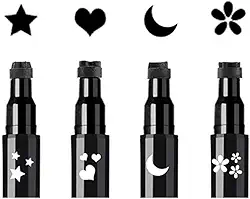 Conjunto de carimbo facial e delineador, 4 peças de carimbos em forma preta e delineadores de feltro, caneta de maquiagem para olhos 2 em 1 com ponta dupla