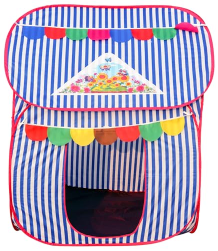 Image of Homecute Foldable Pop Up Hut Type Kids Toys Play Tent House for Boys and Girls (Medium Size Blue-White)