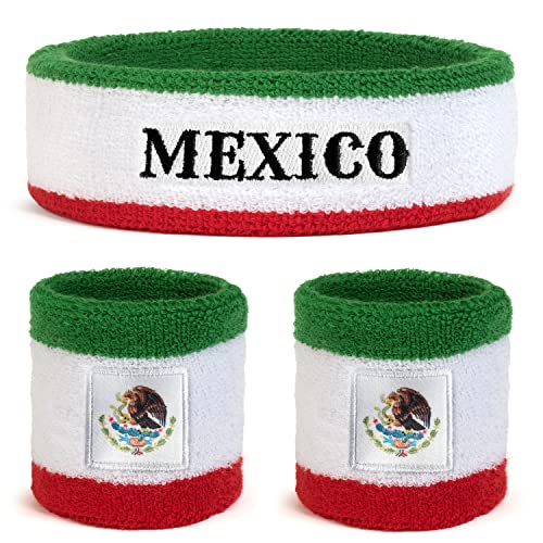 Image of Suddora Country Headband & Wristbands Set (Includes 2 Wrist & 1 Head Sweatband), Highly Moisture Wicking