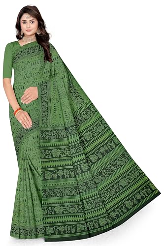 Image of TAMAIRA FASHION Mulmul Pure Cotton Saree For Woman Warli Printed|Office Wear Daily Wear Sarees For Women Without Blouse Piece(Available in 19 Colours)