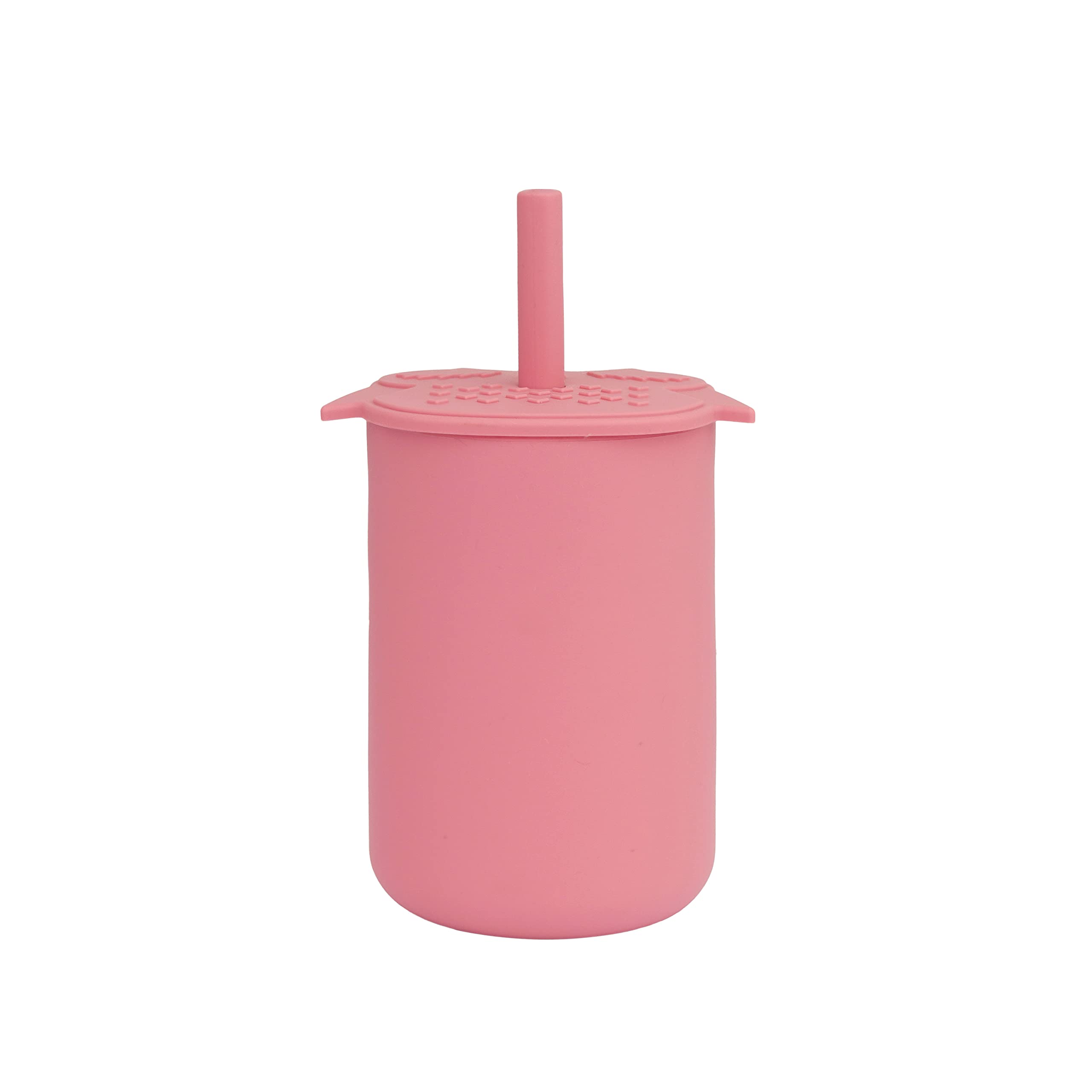 GUCHIGU Mini Cup + Straw Training System - 100% Silicone Training Cup for Infants + Toddlers | Reusable Portable Baby Sippy Drinking Cup for Kids | BPA Free | Cute Owl Shape (Pink)-image-24